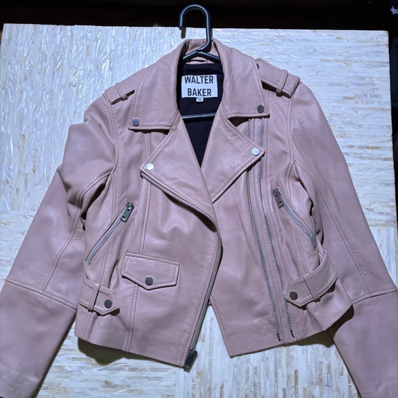 Light pink Walter Baker Moto Leather Jacket - Picture 3 of 5